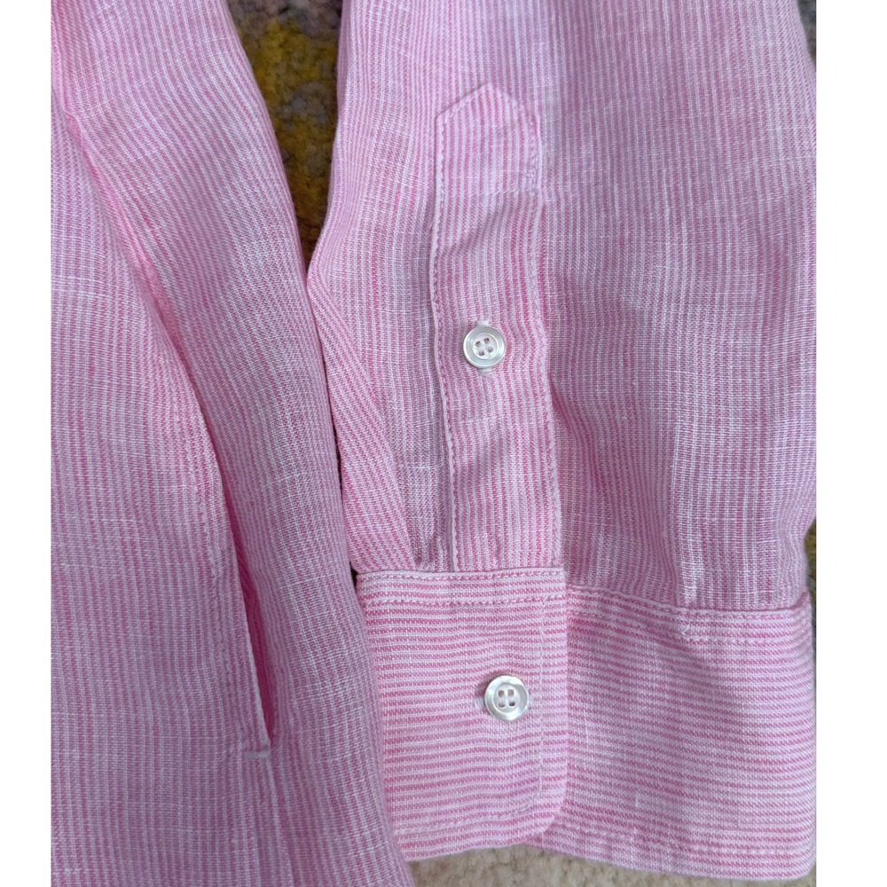 J McLaughlin 100% Linen Striped Button Down Shirt Dress Long Sleeve XL Coastal - Picture 11 of 16